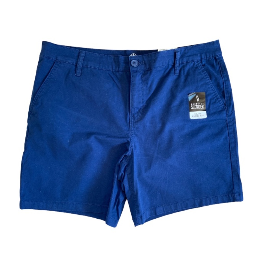 NWT St John’s Bay Women Easy Fit Slimming Navy Shorts 7” SZ 14